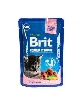 Вологий корм Brit Premium Cat pouch для кошенят, біла риба, 100 г
