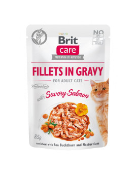 Вологий корм Brit Care Cat Pouch для котів, філе в соусі, пікантний лосось, 85 г