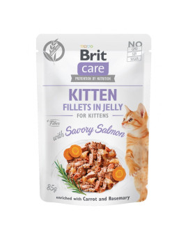 Вологий корм Brit Care Cat Pouch для кошенят, в желе, пікантний лосось, 85 г