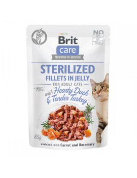 Вологий корм Brit Care Cat Pouch для кастрованих котів, в желе, качка та індичка, 85 г