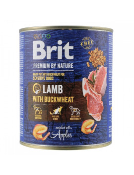 Вологий корм Brit Premium by Nature для собак, ягня з гречкою