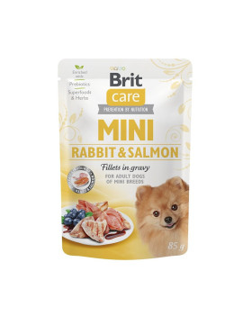 Вологий корм Brit Care Mini для собак, з філе кролика та лосося в соусі, 85 г