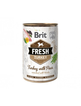 Консервований корм Brit Fresh Turkey/Peas для собак, з індичкою та горошком, 400 г