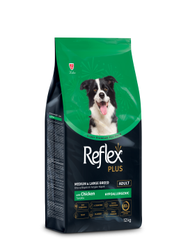 Reflex Plus (Рефлекс Плюс) Повноцінний та збалансований сухий корм для собак середніх та великих порід з куркою, 12 кг