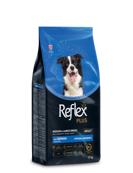 Reflex Plus (Рефлекс Плюс) Повноцінний та збалансований сухий корм для собак середніх та великих порід з лососем, 12 кг
